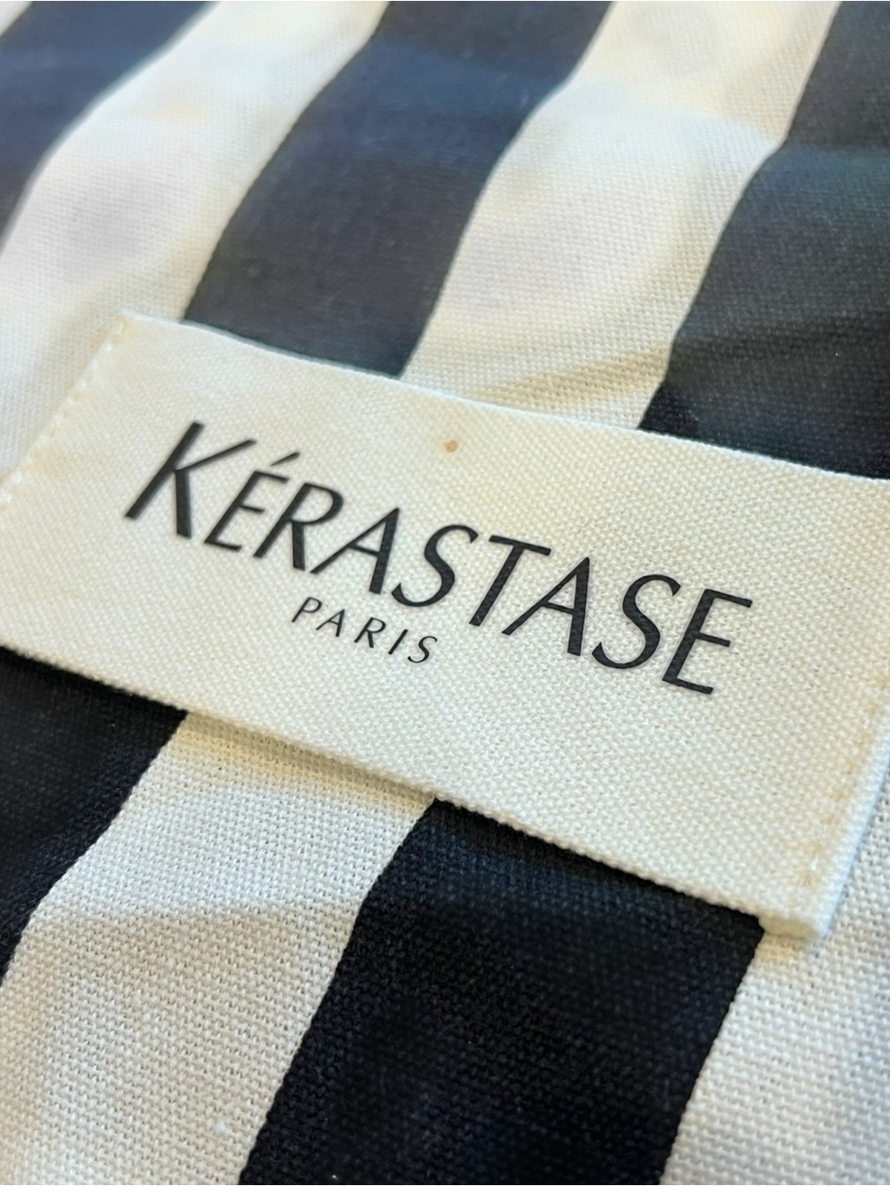 Kérastase Paris Black White Striped Canvas Tote Beach Bag Large - Picture 3 of 7